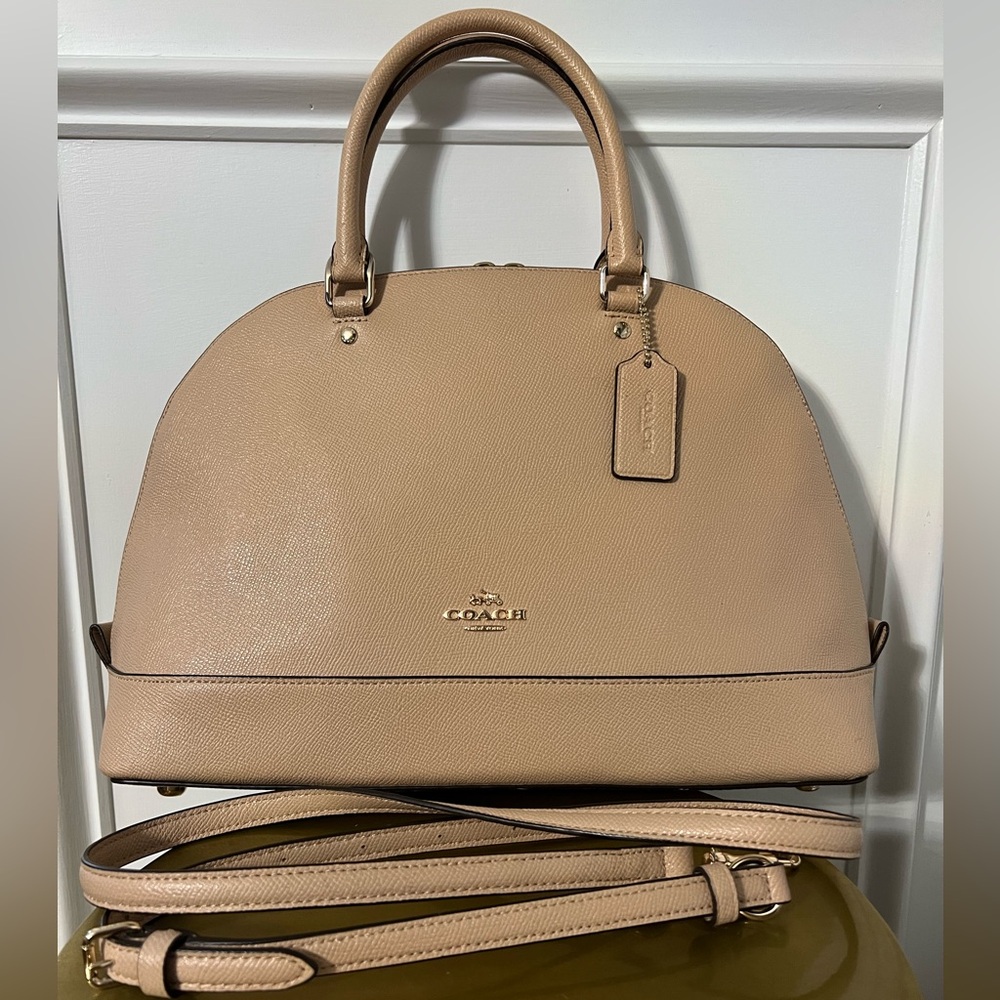 Coach Tan Sierra Satchel/Crossbody, Crossgrain leather bag, EUC